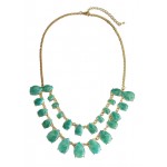 Emerald Marble Teardrop Double Row Necklace